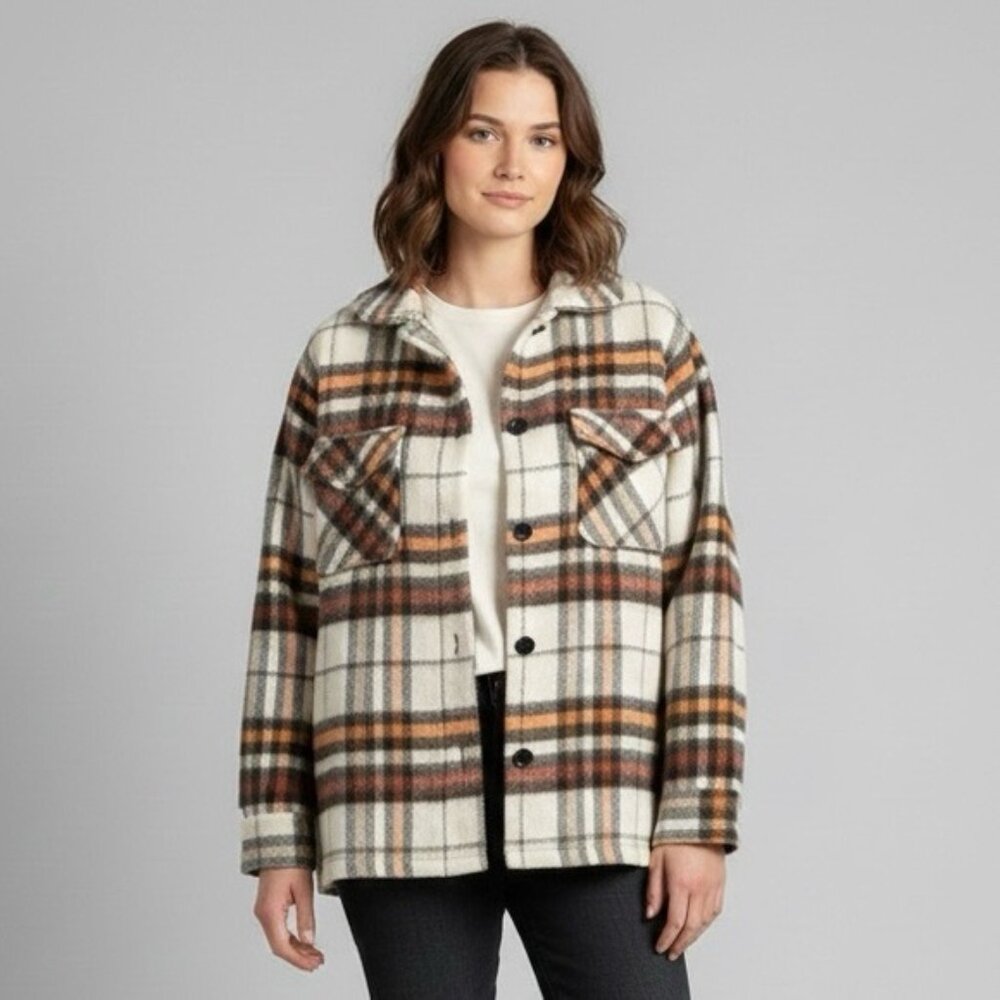 Vintage Plaid Wool Bellaire Bell Shirt Light Jacket / Shacket - Medium 🇨🇦